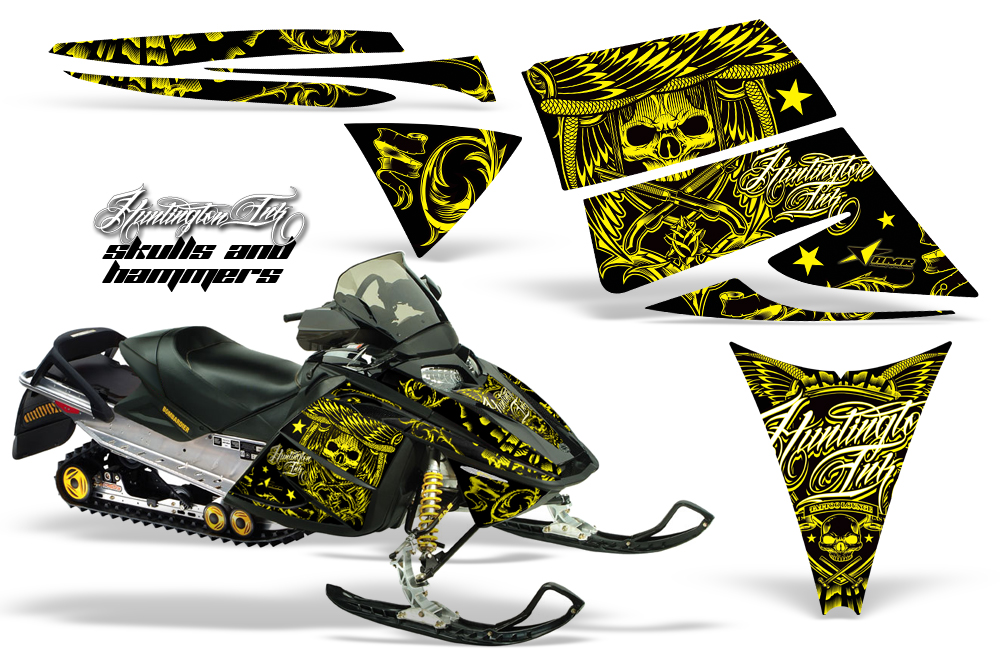 Ski-Doo Rev Graphics Kit HI SkullsHammers Yellow